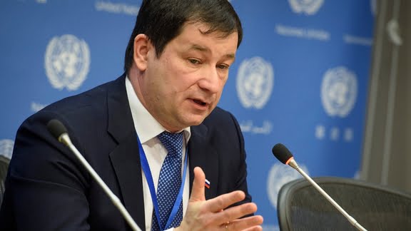 Dmitry Polyanskiy speaking at the un