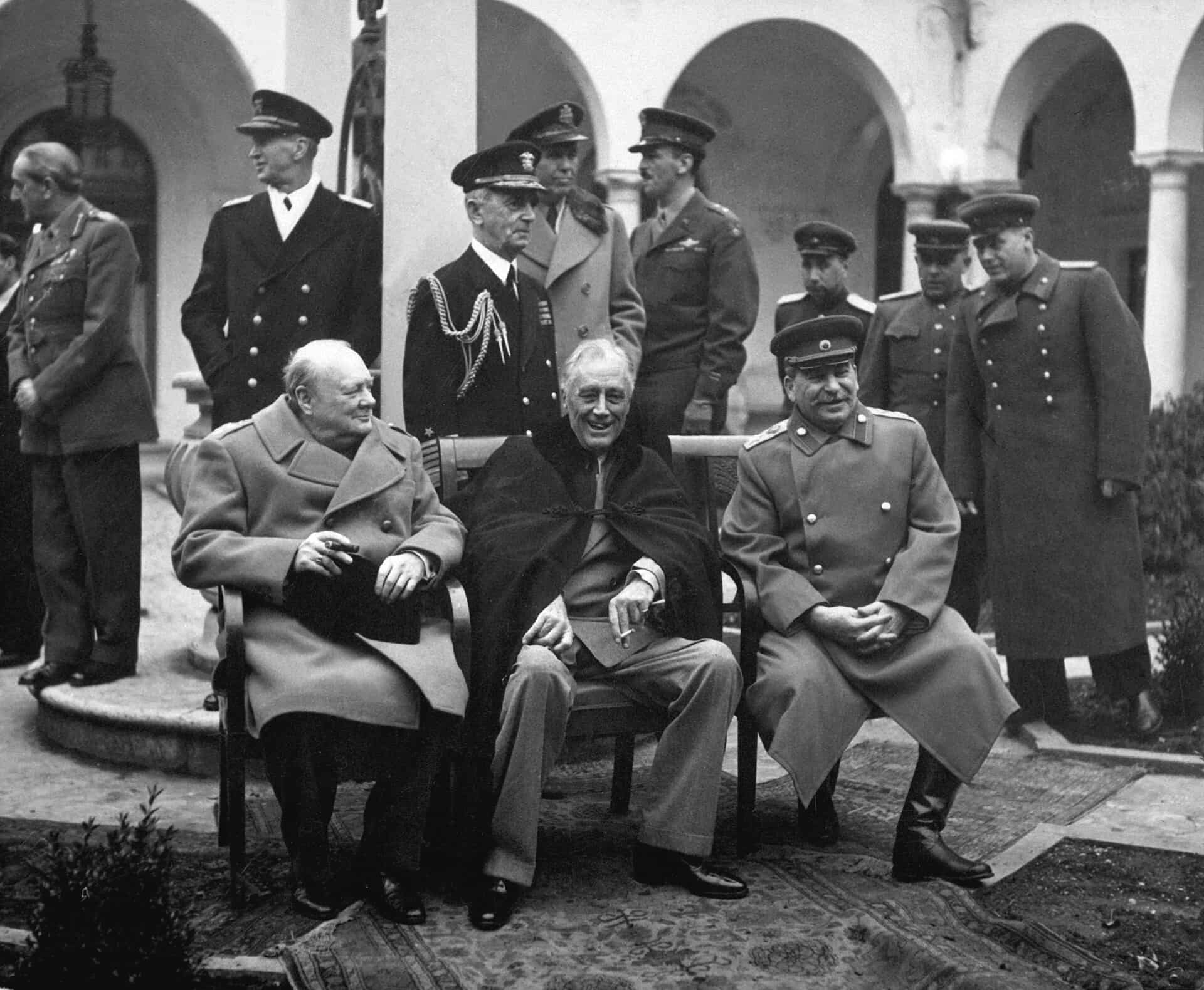 Winston Churchill, Franklin Roosevelt and Joseph Stalin met at Yalta in 1945 to discuss their joint occupation of Germany and plans for postwar Europe.