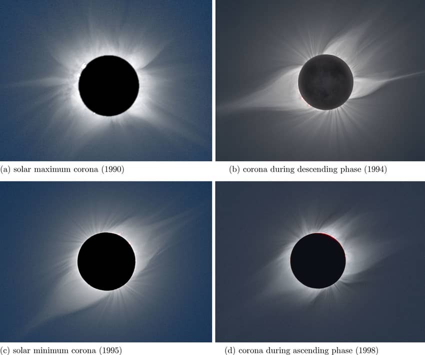 mages of total solar eclipse corona at four different phases of a solar cycle a Corona