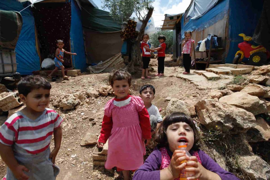 Syrian refugee children at Almoallem-Refugee-Camp