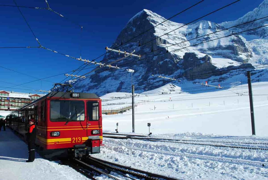 train with Overhead Electric Cables