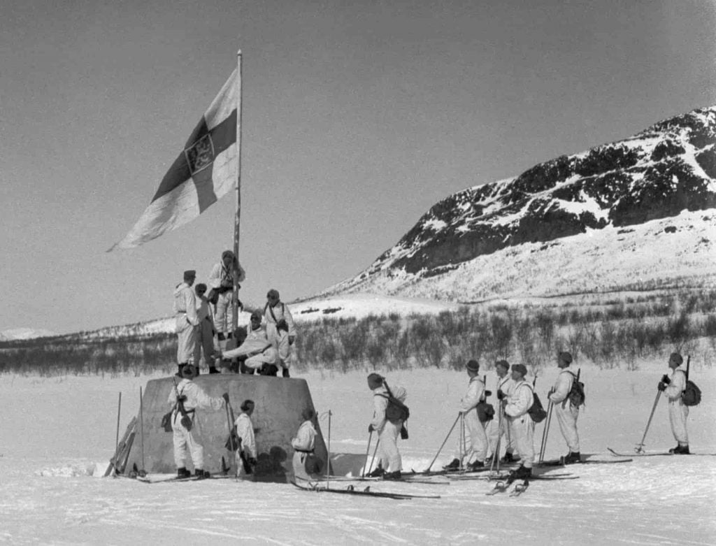 Finnish flag raised at the end of the second world war