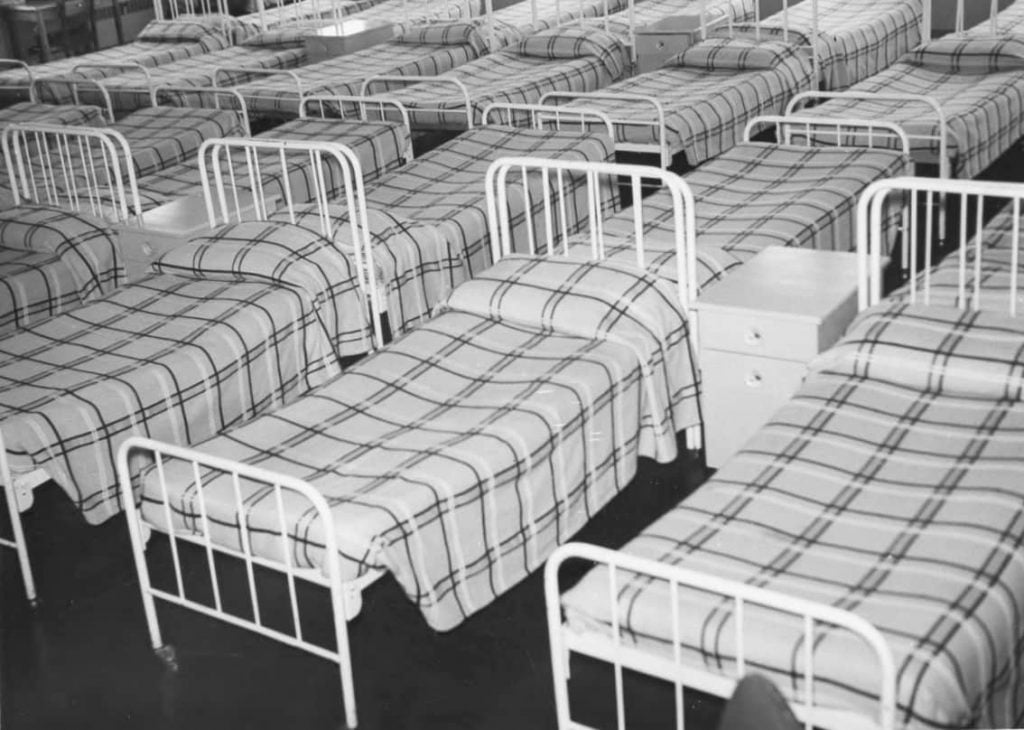 Beds in residential School's dormitory in Québec