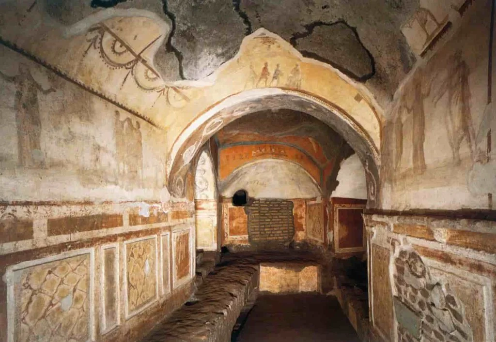 A Detailed Look at the Ancient Nativity Fresco in the Catacombs of Santa Priscilla 1 Interior view of Catacombs of Santa Priscilla