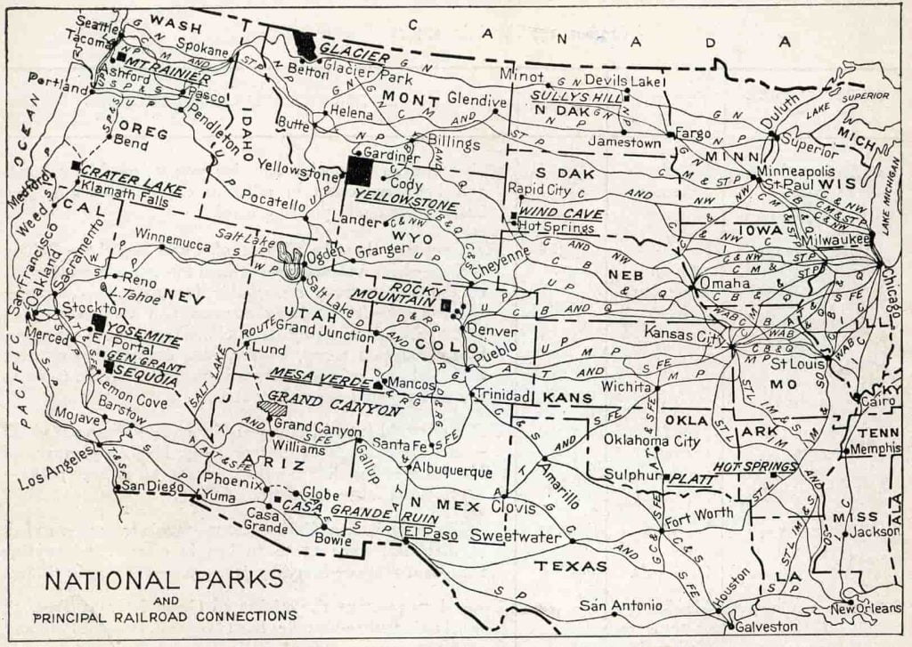 us national park map 1916